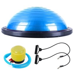 Полутопка за баланс BOSU BALL, 58.5 см, С твърда основа и ластици, Син 31067003