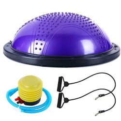 Полутопка за баланс BOSU BALL, 58.5 см, С твърда основа и ластици, Лилав 31067101