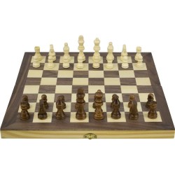 Шах, дама и табла 3 в 1 MAXIMA, Фурнир с интарзия, 34 см, Фигури 3 - 7 см. 270768