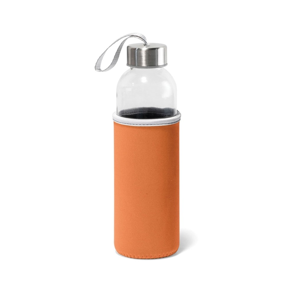 Бутилка Raise, стъклена, с оранжев калъф, 520 ml Бутилка Raise, стъклена, с оранжев калъф, 520 ml