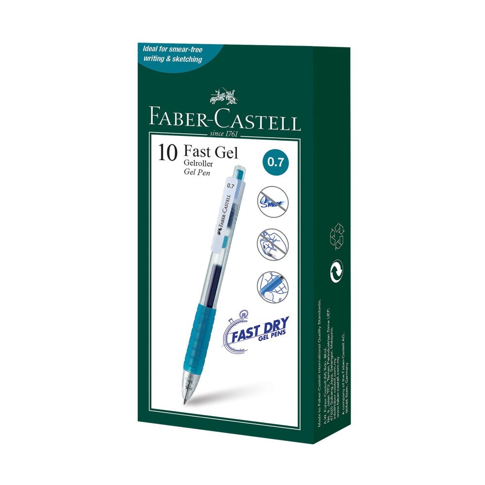 Faber-Castell Ролер Fast Gel, автоматичен, 0.7 mm, тюркоаз Faber-Castell Ролер Fast Gel, автоматичен, 0.7 mm, тюркоаз