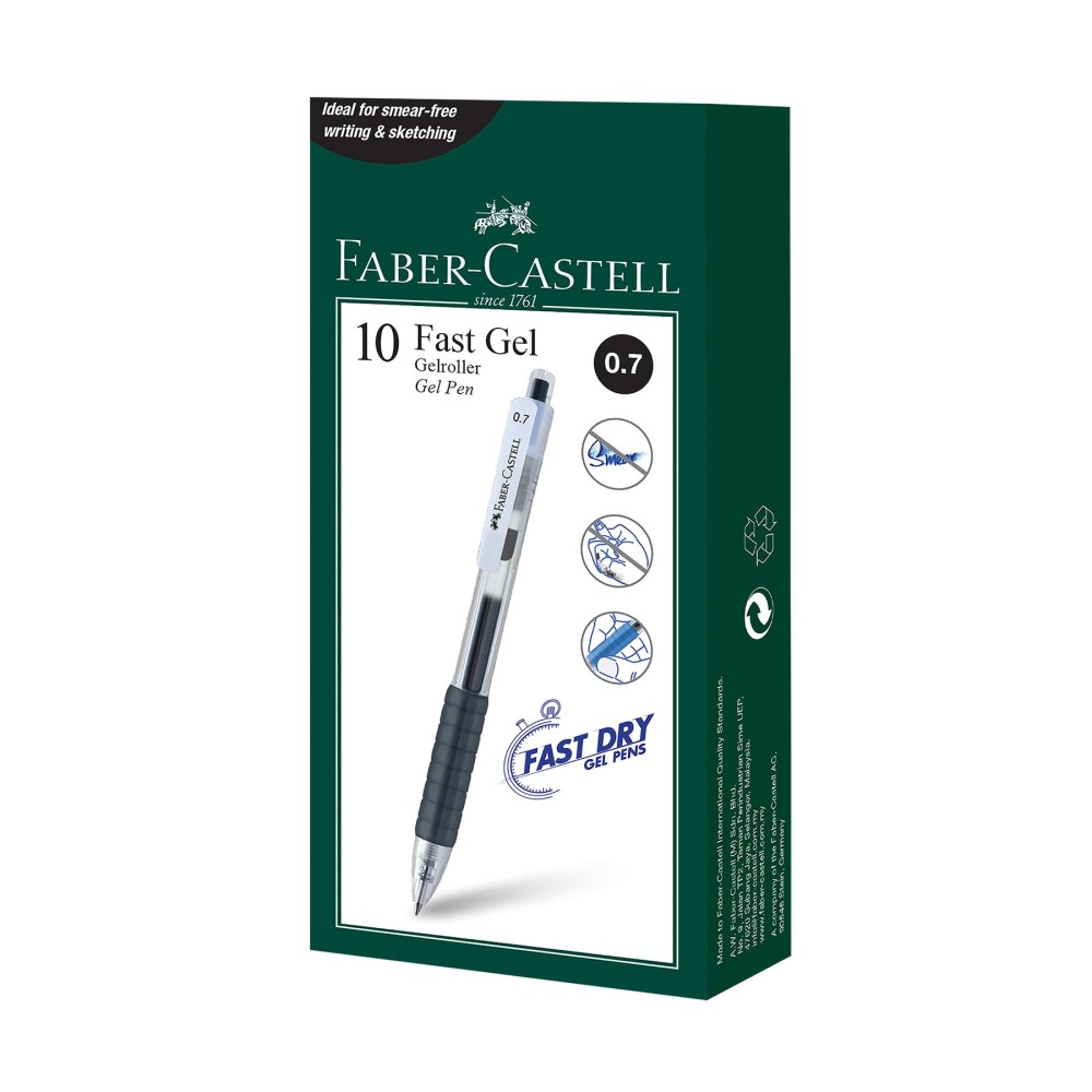 Faber-Castell Ролер Fast Gel, автоматичен, 0.7 mm, черен Faber-Castell Ролер Fast Gel, автоматичен, 0.7 mm, черен