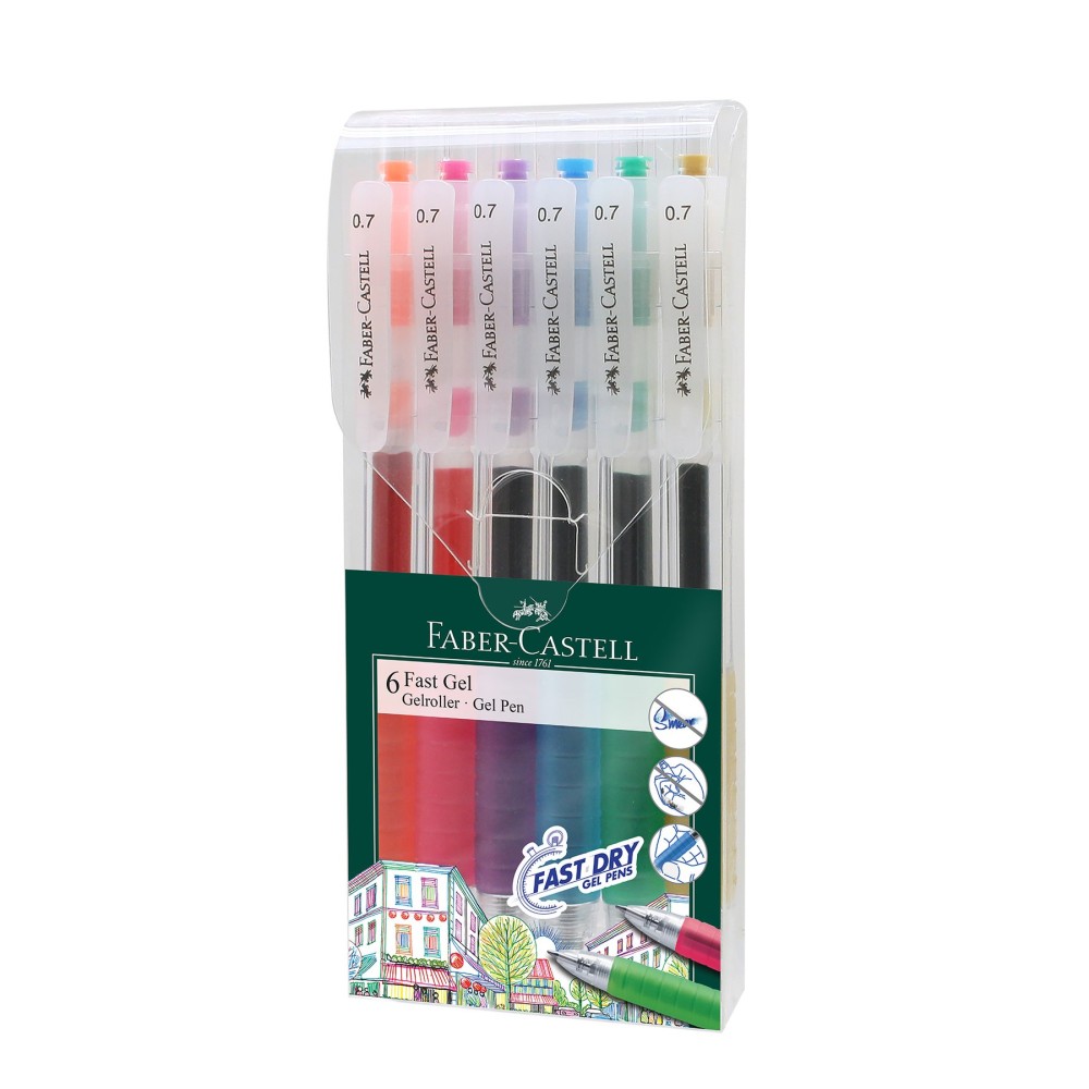 Faber-Castell Ролер Fast Gel, автоматичен, 0.7 mm, 6 цвята Faber-Castell Ролер Fast Gel, автоматичен, 0.7 mm, 6 цвята