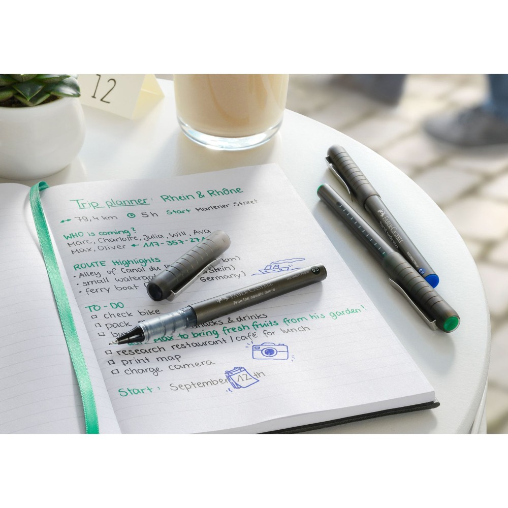 Faber-Castell Ролер Free Ink Needle, 0.7 mm, зелен Faber-Castell Ролер Free Ink Needle, 0.7 mm, зелен