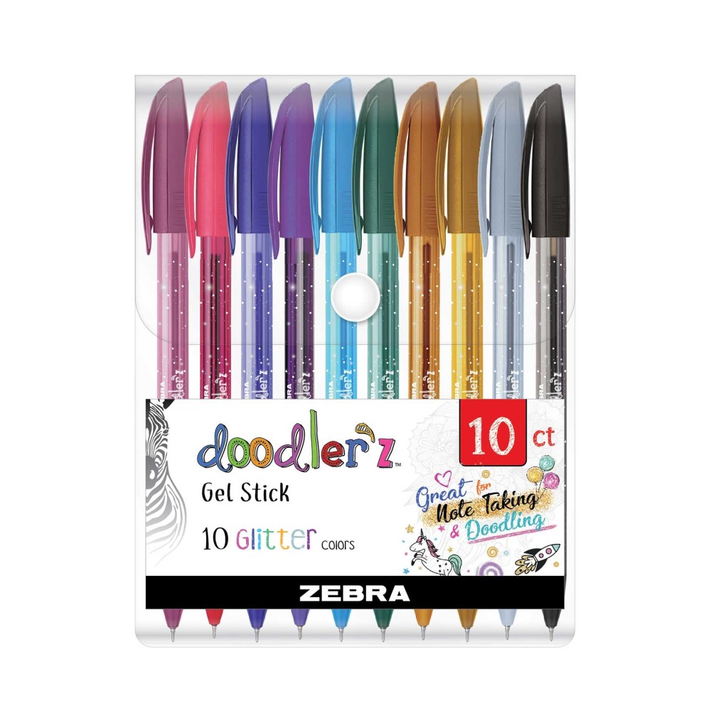 Zebra Гел ролер Doodler`z Gel Stick, 1.0 mm, брокатен, 10 цвята Zebra Гел ролер Doodler`z Gel Stick, 1.0 mm, брокатен, 10 цвята