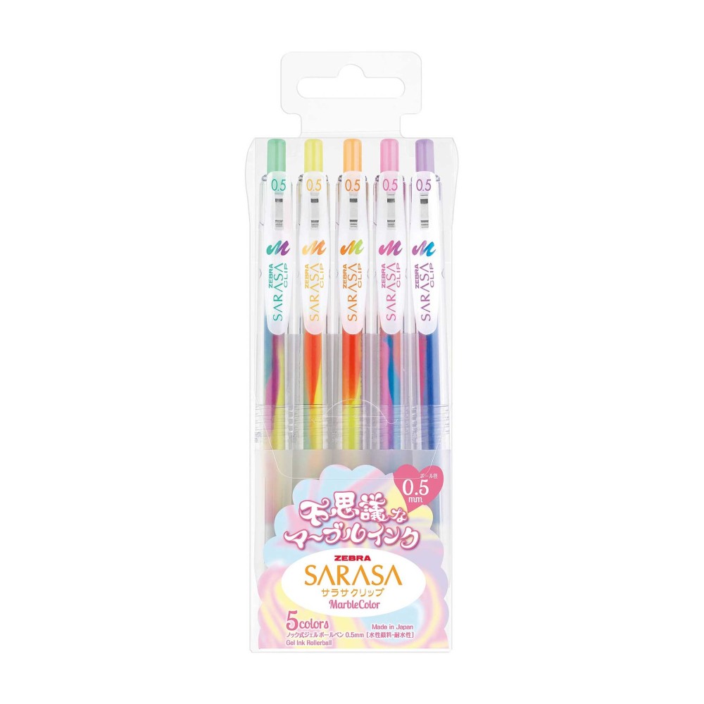 Zebra Гел ролер Sarasa Clip Mango, автоматичен, 0.5 mm, 5 мраморни цвята Zebra Гел ролер Sarasa Clip Mango, автоматичен, 0.5 mm, 5 мраморни цвята