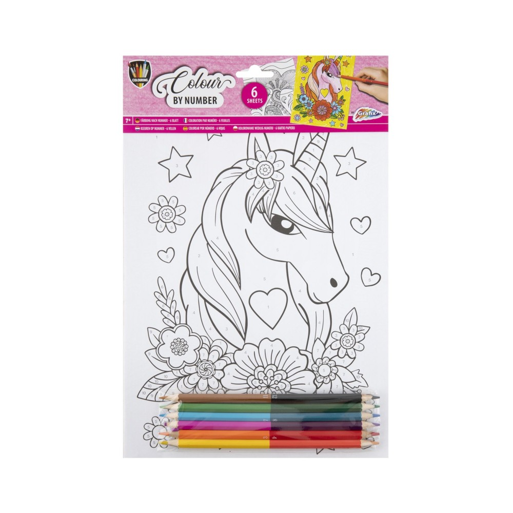 Moxy Рисуване по номера Еднорог, А4, с 6 молива, 6 листа Moxy Рисуване по номера Еднорог, А4, с 6 молива, 6 листа