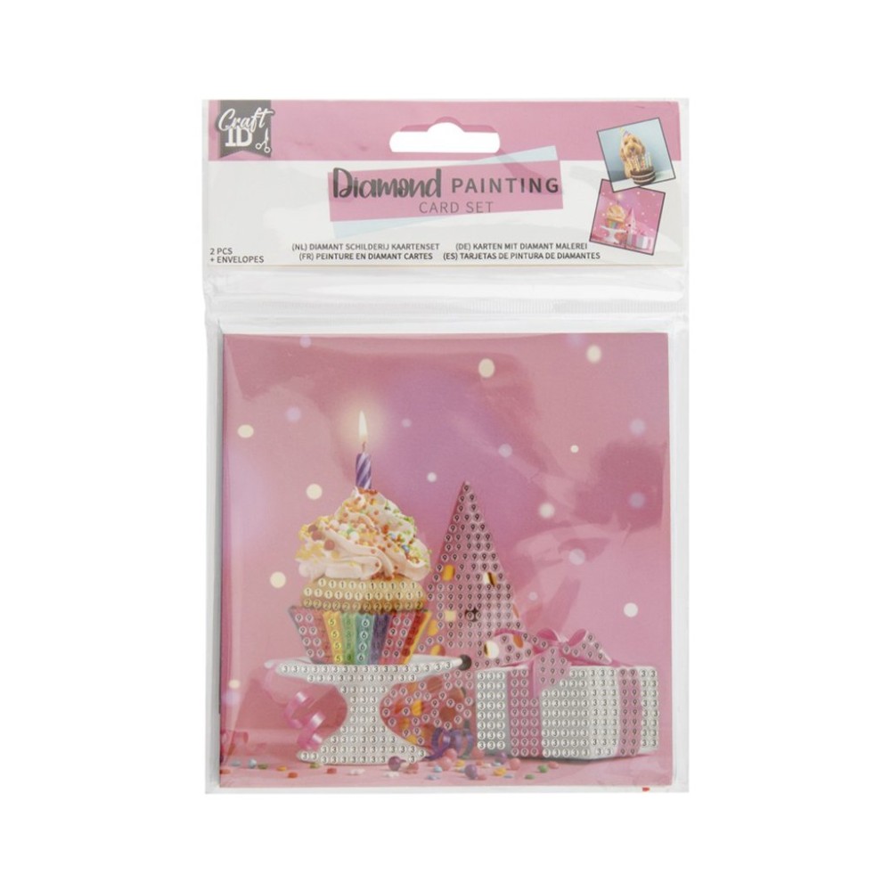 Craft ID Карти Рожден ден, за рисуване с мъниста, 13 х 13 cm, 2 броя Craft ID Карти Рожден ден, за рисуване с мъниста, 13 х 13 cm, 2 броя