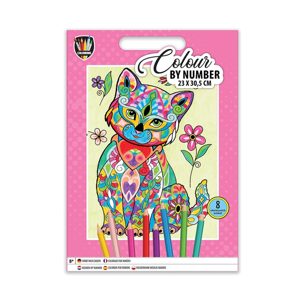 Moxy Рисуване по номера Котка, 23 х 30.5 cm, с 8 молива Moxy Рисуване по номера Котка, 23 х 30.5 cm, с 8 молива