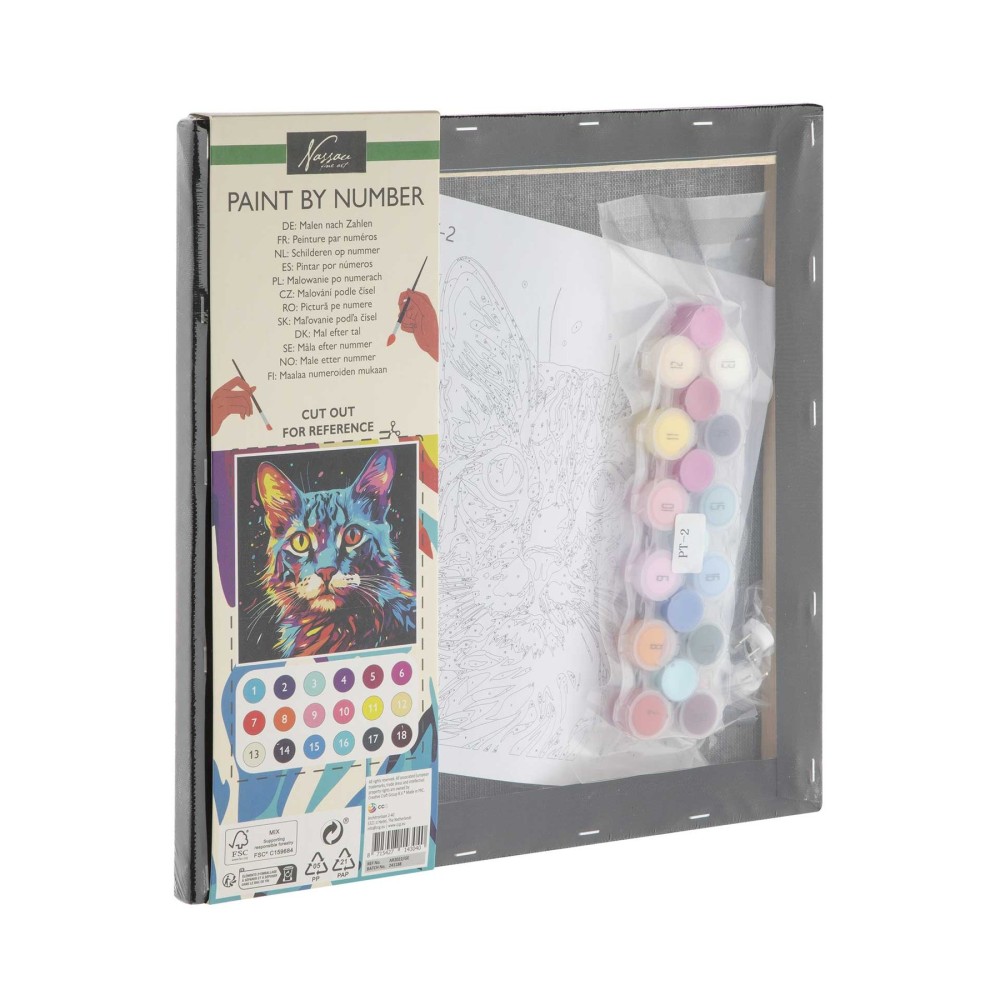 Moxy Комплект рисуване по номера Коте, на черно платно, 30 x 30 cm Moxy Комплект рисуване по номера Коте, на черно платно, 30 x 30 cm