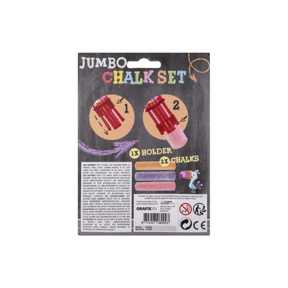 Moxy Държач за тебешири Jumbo, с включени 3 тебешира, в блистер, 48 броя Moxy Държач за тебешири Jumbo, с включени 3 тебешира, в блистер, 48 броя