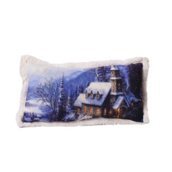 Декоративна възглавница FLEECE печат 30/50 - Къща в Снега
