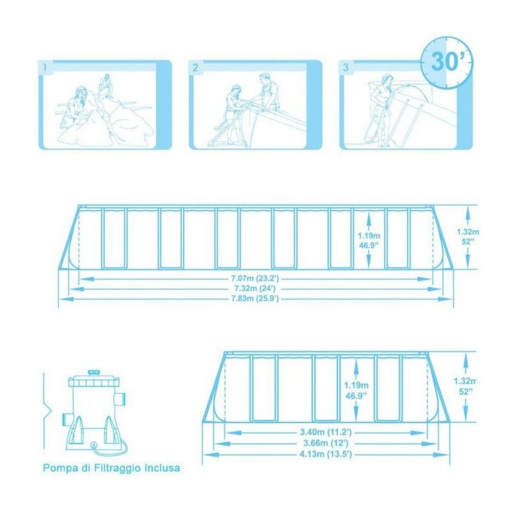 Сглобяем басейн 732x366x132см 56475 Bestway Сглобяем басейн 732x366x132см 56475 Bestway