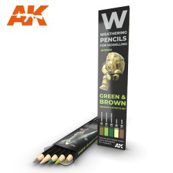 AK10040 WATERCOLOR PENCIL SET GREEN AND BROWN - Комплект състаряващи моливи (5 броя)