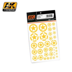 AK101 US YELLOW STARS IN CIRCLES ALL SCALES  - Декали за сух трансфер