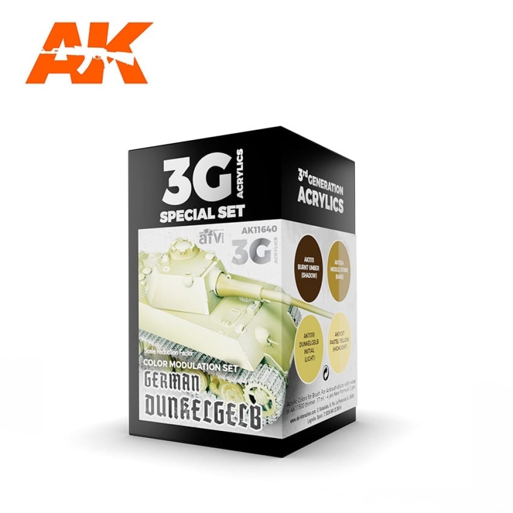 AK11640 GERMAN DUNKELGELB MODULATION SET - (4 x 17 ml) - Акрилни бои от ново поколение