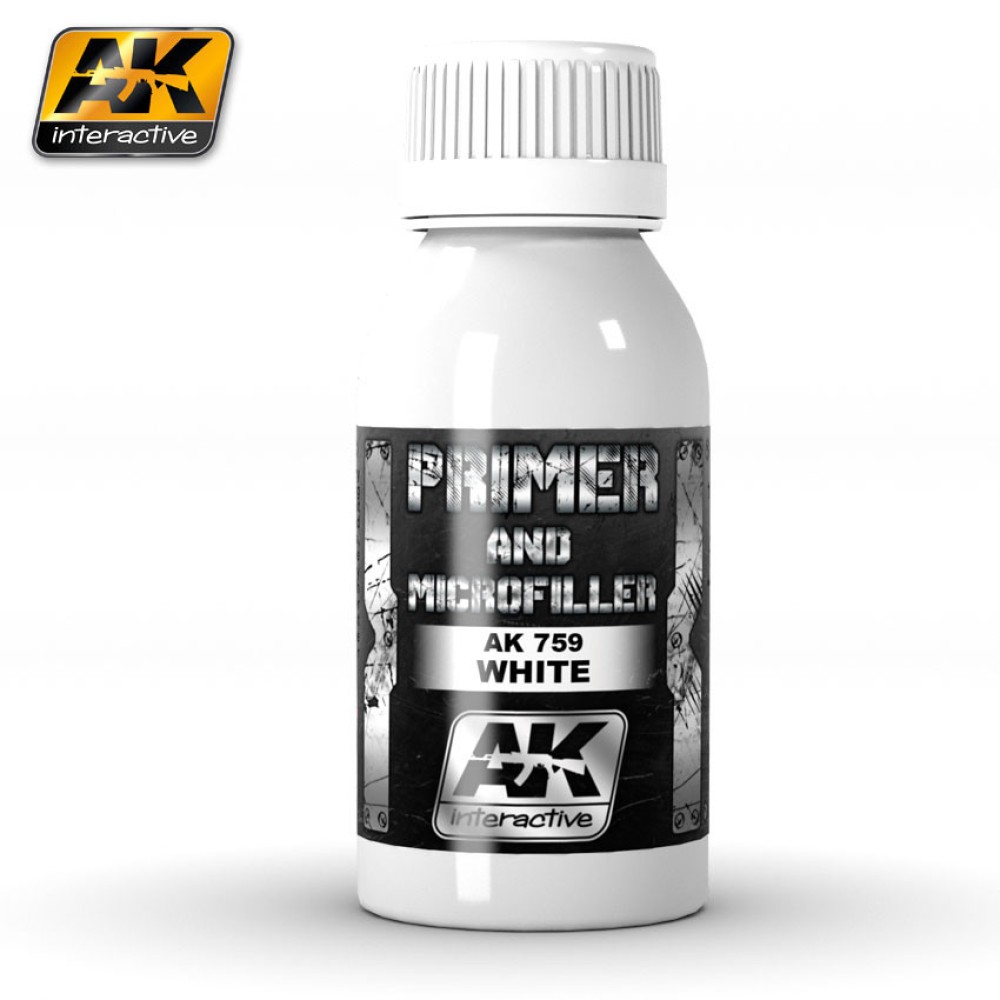 AK759 WHITE PRIMER AND MICROFILLER (100 ml) - Бял грунд за серия металайзери Xtreme
