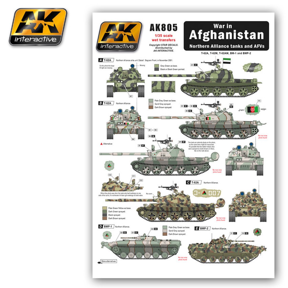 AK805 War in AFGHANISTAN Nosthern Alliance Тanks - Декали AK805 War in AFGHANISTAN Nosthern Alliance Тanks - Декали