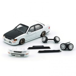 1996 Toyota Corolla AE 100, pearl white with carbon bonnet yellow lamp