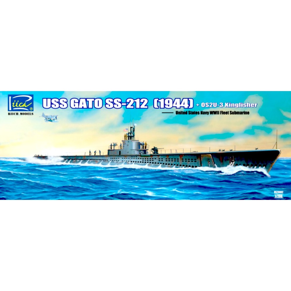 1:200 Американска подводница Гато СС-212 флот (1944) (Gato SS-212 Fleet) и плаващ самолет ОС2У-3 Кинфишър (OS2U-3 Kingfisher) 1:200 Американска подводница Гато СС-212 флот (1944) (Gato SS-212 Fleet) и плаващ самолет ОС2У-3 Кинфишър (OS2U-3 Kingfisher)