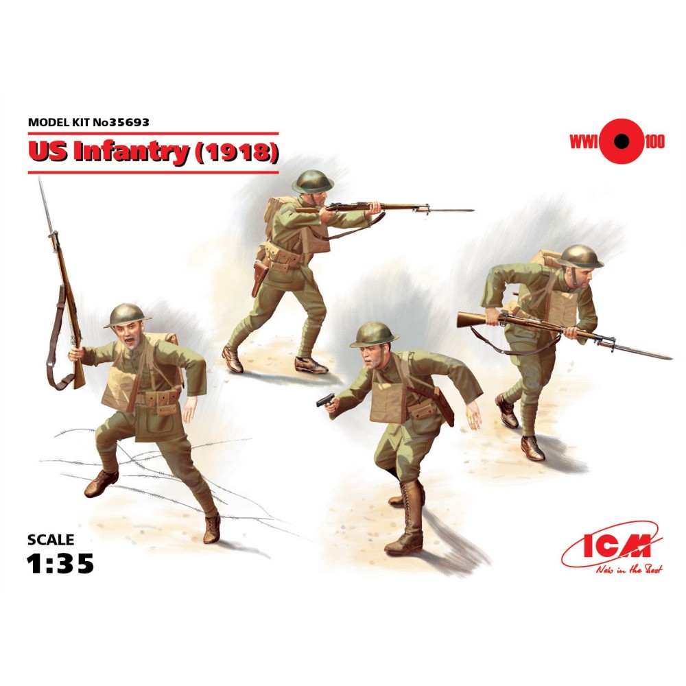 1:35 Американски пехотинци, 1918 (US Infantry, 1918) - 4 фигури 1:35 Американски пехотинци, 1918 (US Infantry, 1918) - 4 фигури