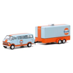 Ford Club Wagon Gulf Oil with Enclosed Car Hauler 1972 - Hitch & Tow Series 20