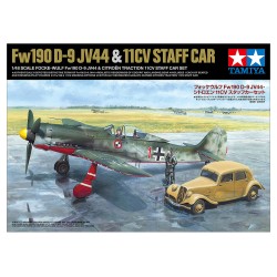 1:48 Германски самолет Фоке-Вулф Фв190 Д-9 ИВ44 и автомобил Ситроен 11 СВ (Focke-Wulf Fw190 D-9 JV44 & Citroen 11CV Staff Car Set)