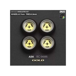 1:64 ADVAN A3A (колело: 6.7mm, джанта: 8.3mm) GOLD - Комплект гуми и джанти - 4 броя
