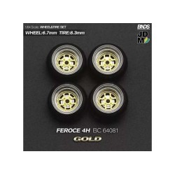 1:64 AUGUST FEROCE (колело: 6.7mm, джанта: 8.3mm) GOLD - Комплект гуми и джанти - 4 броя