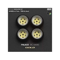 1:64 HAYASHI PALACE (колело: 6.7mm, джанта: 8.3mm) GOLD - Комплект гуми и джанти - 4 броя