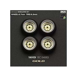 1:64 HAYASHI YAYOI (колело: 6.7mm, джанта: 8.3mm) GOLD - Комплект гуми и джанти - 4 броя