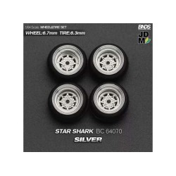 1:64 STAR SHARK (колело: 6.7mm, джанта: 8.3mm) SILVER - Комплект гуми и джанти - 4 броя