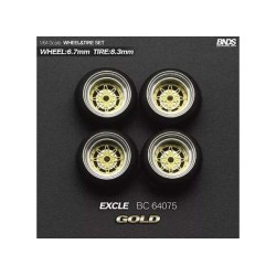 1:64 WORK EQUIP EXCEL (колело: 6.7mm, джанта: 8.3mm) GOLD - Комплект гуми и джанти - 4 броя
