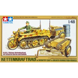 1:48 Германски верижен военен мотоциклет Kettenkraftrad и самоходна гъсенична мина Голиат (Infantry Cart & Goliath Demolition Vehicle) - 1 фигура