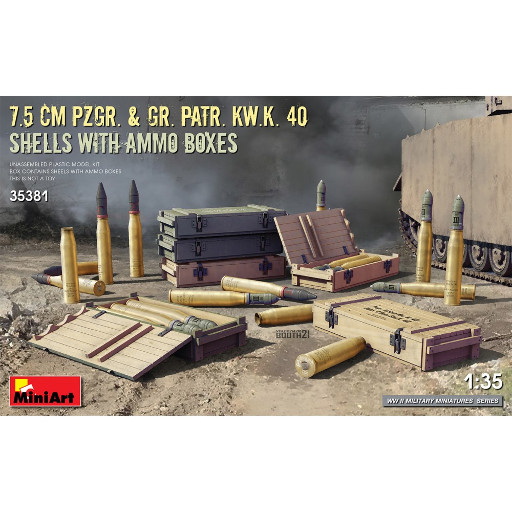 1:35 7.5 cm Pzgr. & Gr. Patr. Kw.K. 40 Снаряда с кутии за муниции (Shells with Ammo Boxes) 1:35 7.5 cm Pzgr. & Gr. Patr. Kw.K. 40 Снаряда с кутии за муниции (Shells with Ammo Boxes)