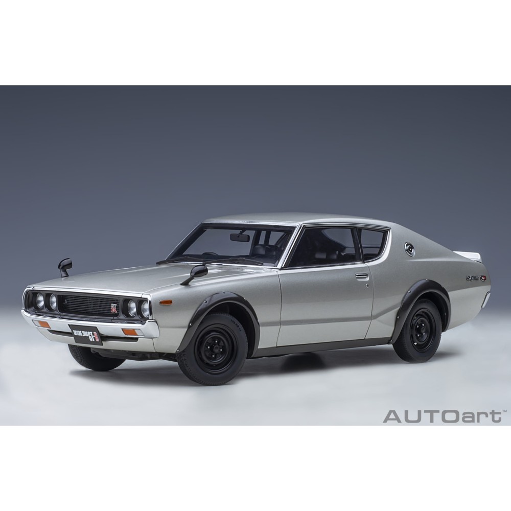 Nissan Skyline GT-R (KPGC110) (silver) 1973 (composite model/2 doors + front/rear bonnets openings) STANDARD VERSION Nissan Skyline GT-R (KPGC110) (silver) 1973 (composite model/2 doors + front/rear bonnets openings) STANDARD VERSION