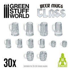 3D Принтиран комплект модели - Beer Mugs - Glass - 30 бр.