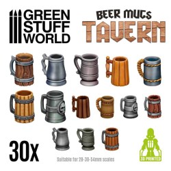 3D Принтиран комплект модели - Beer Mugs - Tavern - 30 бр.