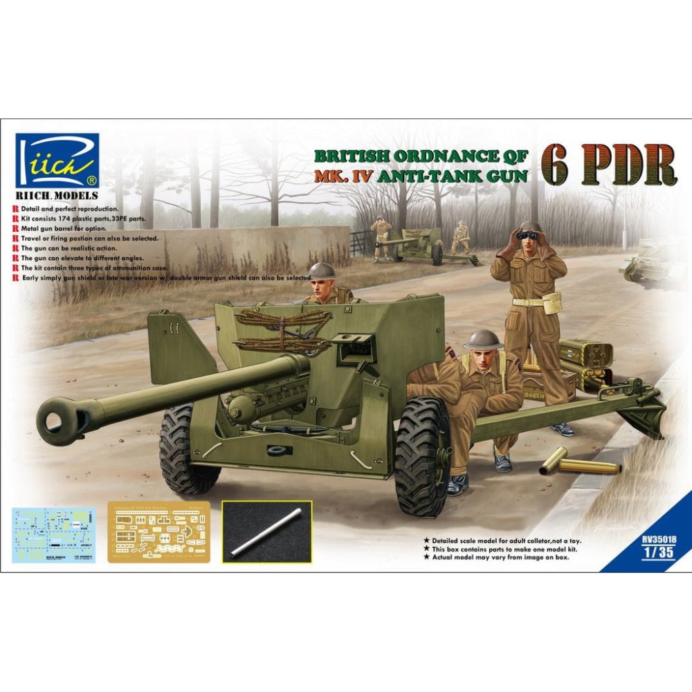 1:35 Пехотно противотанково оръдие Ordnance QF 6-Pdr. Mk.IV, късно производство (с метална цев) 1:35 Пехотно противотанково оръдие Ordnance QF 6-Pdr. Mk.IV, късно производство (с метална цев)