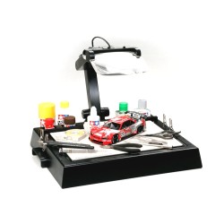 Работна станция с лупа Tamiya Craft Tools Series (43х36х7см)