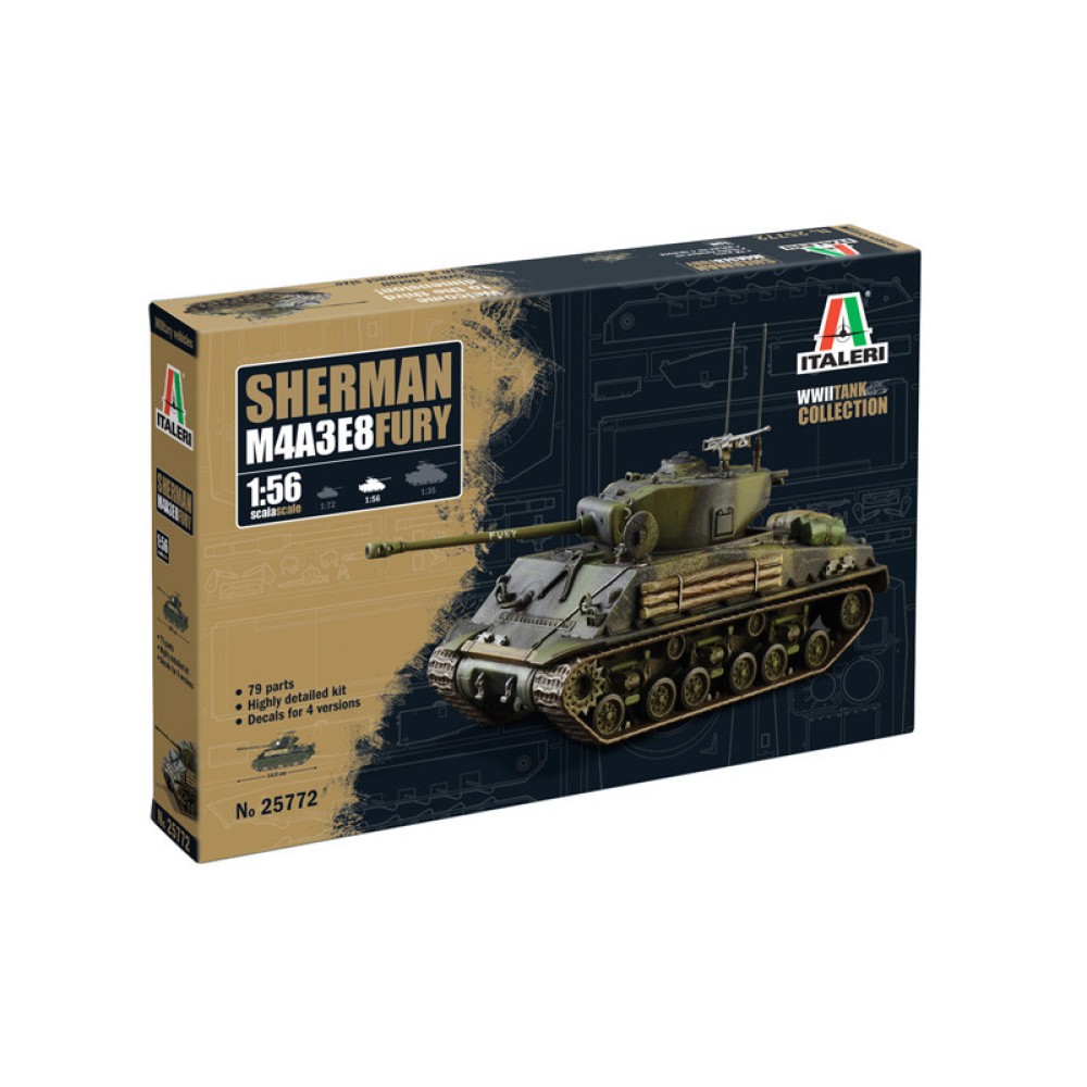 1:56 Американски танк M4A3E8 Sherman Fury 1:56 Американски танк M4A3E8 Sherman Fury