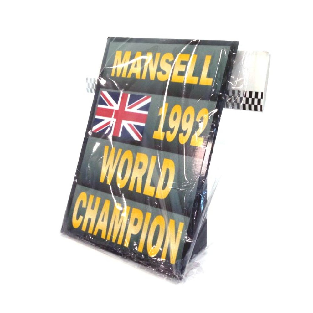 Умален модел на F1 табела 1992 Найджъл Мансел, световен шампион (1992 Nigel Mansell World Champion F1 Sign)